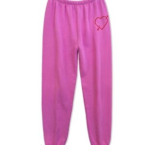 Katie J NYC Shane Sweatpants Cupid Heart Pink Joggers Sz L